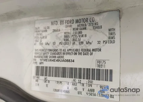 2009 Ford Explorer Eddie Bauer z USA, uszkodzony, nr VIN 1FMEU64E49UA08834